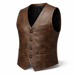 Wholesale <b>Winter</b> Breathable Vintage Leather <b>Vests</b> for <b>Men</b>-Custom Options Available From Factory Direct Supplier - Product Image 3