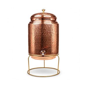 Réservoir d'eau artisanal en cuivre martelé avec support pour usage nuptial, provenant de l'exportation indienne internationale. Cuivre pur certifié - Product Image 5