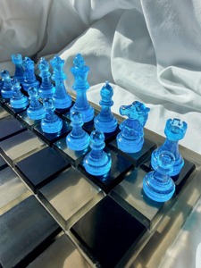 Custom Children Modern Luxury Epoxy Resin <b>Chess</b> <b>Board</b> <b>Set</b> High Quality Clear Pigmented <b>Chess</b> Pieces - Product Image 3