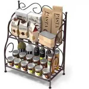 3 Tier Black Metal Mesh <b>Spice</b> <b>Rack</b> Organizer <b>Kitchen</b> Countertop Seasoning Bottle Holder Storage Shelf Desktop Display Stand - Product Image 5