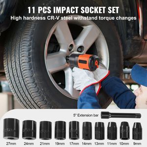 Llave de Impacto Neumática de Alto Torque de 1/2 Pulgada, Ligera, 4.6 Libras, 1400 Libras-Pie, Pistola de Impacto Metálica con 11 Accesorios - Product Image 6