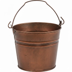Cubo Galvanizado Blanco con Asa de Madera, Maceta para Jardín, para Flores y Plantas Verdes, Uso en Exteriores, Cubos Vintage - Product Image 2