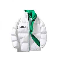 Blouson Bomber Matelassé Homme Hiver Épais Col Montant Réversible Logo Avant Coupe-Vent Respirant Écologique