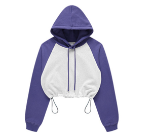 Women's Cropped Hoodie Long Sleeve Pullover with Adjustable Drawstring Soft Fleece Fabric for Casual Streetwear Style - Product Image 2