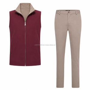 Conjunto Reversible Borgoña Falcon para Hombre: Chaleco Sin Mangas, Pantalón Chino, Transpirable, para Invierno, Aire Libre, Multibolsillos, Color Sólido - Product Image 1