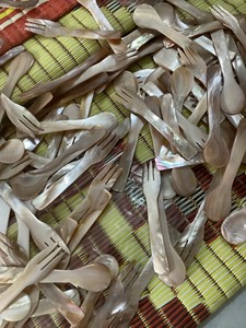 ชุดช้อนส้อมเปลือกหอยทำมือ แกะสลักจากเปลือกหอยธรรมชาติ ของตกแต่งศิลปะ ของสะสม - Product Image 2