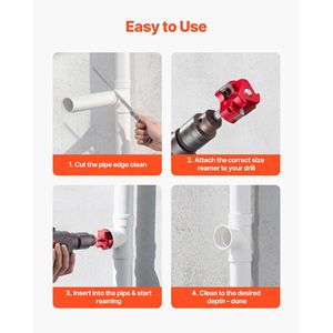 7-Piece PVC Pipe <b>Reamer</b> Kit 3 Blades Carbide Fitting Socket Saver for 1/2\" 3/4\" 1\" 1 1/2\" 2\" 3\" 4\" PVC Pipes Standard - Product Image 6