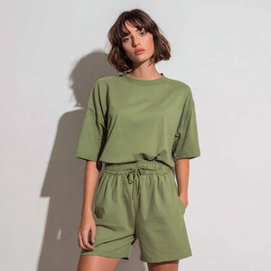 Ensemble t-shirt et short à manches courtes pour femme, été |   Ensembles de shorts pour femmes, tenues en deux pièces, t-shirt oversize, été, décontracté - Product Image 4