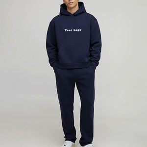 Premium Heavyweight Pullover Hoodie And Tapered Sweatpants Set Custom Logo Cotton Fleece <b>Tracksuit</b> Minimalist Streetwear - Product Image 1