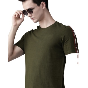 T-shirts unis à manches courtes pour hommes, vêtements de fitness, t-shirt en coton et élasthanne lavé pour hommes - Product Image 2