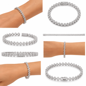 Wholesale Pragalbh Jewels 925 Sterling Silver <b>Iced</b> <b>Out</b> Moissanite Cluster Tennis Bracelet Unisex Luxury Hip Hop Jewelry 32g - Product Image 5