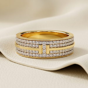 Bague de mariage large pavée de diamants de laboratoire ronds, best-seller, bijoux fins pour hommes, disponible à prix compétitif pour cadeaux - Product Image 2