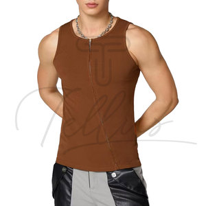 Men's Custom Breathable Knitted Solid Spandex/Polyester Digital Printed Casual Tank <b>Tops</b> Crew Neck Loose Fit Yoga Gym Wear - Product Image 2