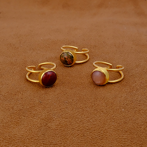 Wholesale Red Jasper Gemstone <b>Ring</b> Adjustable Double Band Gold Plated <b>Statement</b> <b>Ring</b> - Product Image 6
