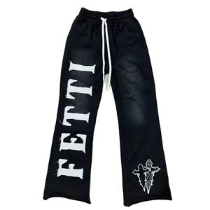 Servicio OEM al por mayor diseño personalizado ropa de calle hombres chándales acampanados Venta caliente personalizado Puff impresión con capucha logotipo desgastado - Product Image 3