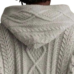 Women's Hooded <b>Cable</b> <b>Knit</b> Pullover <b>Sweater</b> Full Sleeve Casual Winter 100% Acrylic Geometric Pattern Regular Length - Product Image 4