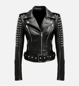 <b>Women's</b> Orignal Leather <b>Jacket</b>(3 Colors) Biker <b>Jacket</b> with Zip Pockets Vintage Short Coat for Autumn <b>Spring</b> - Product Image 1