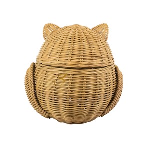 Handwoven Natural Owl Rattan Storage Basket with <b>Cover</b> Eco Friendly Indoor Garden Kids Room Toy <b>Bin</b> Nursery Decor - Product Image 6