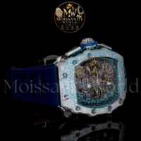 Meistverkaufte hochwertige Moissanit-Uhr mit schwarzem Kautschukarmband und Zifferblatt für professionelle Anlässe, Diamant-Quarz-Uhr, erhältlich zum Bestpreis.
