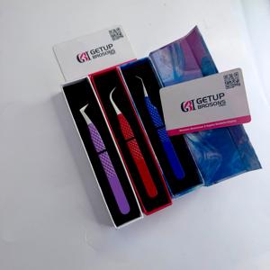 Pince à cils en acier inoxydable avec poignée diamantée couleur personnalisée, à 90 degrés et courbée pour extensions de cils volume - Product Image 2