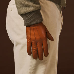Premium Unisex Brown Leather <b>Touch</b> <b>Screen</b> <b>Gloves</b> Wrist Length Thermal Breathable Outdoor Casual Winter Daily Use - Product Image 5