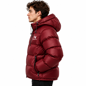 Chaqueta acolchada con capucha para hombre, chaqueta de invierno con cremallera completa, chaqueta cálida y aislante para exteriores con bolsillos con cremallera - Product Image 4