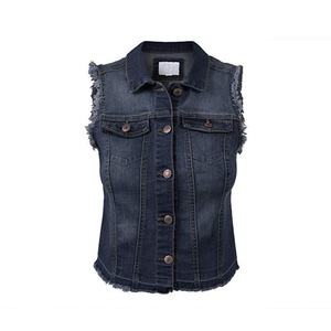 Hot selling motorcycle navy collar vest with button closure, European style bikers denim vests for ladies, Prime Protection - Product Image 2