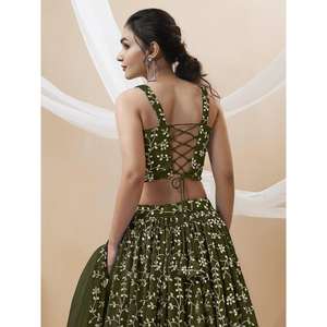 ชุด lehenga choli georgette เลื่อมสีเขียวที่ยอดเยี่ยม - Product Image 4