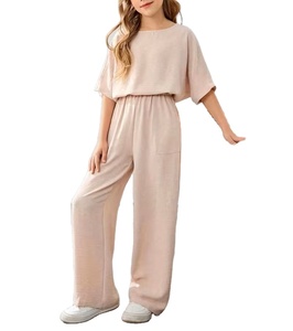 Conjunto de 2 Piezas para Adolescentes, Estilo Casual para Vacaciones, Cuello Redondo, Manga Corta, Transpirable, Color Sólido, para Actividades al Aire Libre - Product Image 3