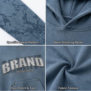 Sudadera con Capucha Oversize Unisex Azul con Estampado de Letras y Bolsillo, Estilo Casual de Felpa Francesa, Tejido de Punto para Otoño, Ropa Urbana - Product Image 6