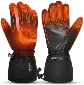 Gants chauffants électriques double face en cuir de vachette noir, mitaines chauffantes pour l'hiver, gants à batterie réglables pour rester au chaud - Product Image 1