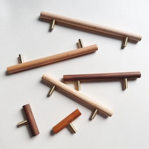 Modern Minimalist Walnut Brass Handle Furniture and Cabinet <b>Hardware</b> - Product Image 2