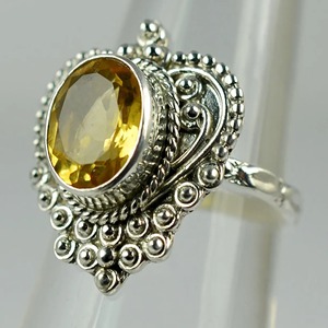 Citrine 925 Sterling Silver <b>Boho</b> Statement Promise <b>Ring</b> for Women Yellow Gemstone 8 x 10 mm Oval November Birthstone Month - Product Image 3