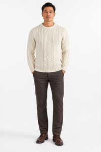 Suéter de Cuello Redondo de Punto Trenzado Acrílico para Hombre Kvetoo, Jersey Premium de Otoño, Suave, Cálido, Antiarrugas, Informal, 9GG, Color Sólido - Product Image 5