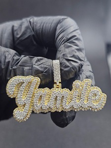 Pendentif Lettre Élégant en Moissanite, Argent 925, Strass en Cristal, Breloque Hip-hop, Bijou Unisexe Tendance - Product Image 5