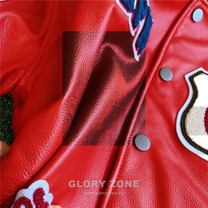 เสื้อแจ็คเก็ตวาร์ซิตี้สไตล์วินเทจ Glory Zone รุ่นสั่งทำพิเศษสำหรับผู้ชาย ผ้าขนสัตว์หนานุ่ม แขนหนัง ตกแต่งตัวอักษรแบบ Letterman เสื้อโค้ทเบสบอล ไซส์ 59 - Product Image 5