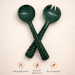 Cuchara para ensalada de resina hecha a mano, juego de cuchara y tenedor de resina para servir ensaladas, para el hogar y la cocina, de la India. - Product Image 5