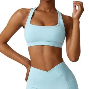 Sujetador deportivo halter transpirable para mujer al por mayor con copas acolchadas extraíbles para entrenamiento, yoga, fitness, de secado rápido - Product Image 3