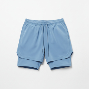 Shorts de Playa para Hombre, Color Azul Claro, de Secado Rápido, con Cordón y Bolsillos, Cintura Media, Tejido de Punto, Spandex, Poliéster, Color Sólido, Corte Corto - Product Image 5