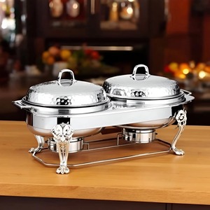 Cazuelas grandes con acabado plateado 2 en 1, perfectas para restaurantes, buffets, bodas y eventos de catering. Venta al por mayor desde India. - Product Image 4