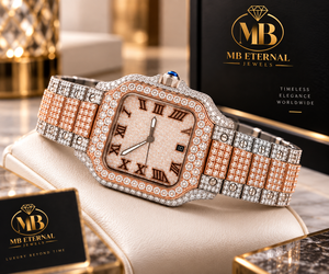 Montre de luxe unisexe MB ETERNAL JEWELS avec diamants, acier inoxydable, cadran carré, cristal saphir, mouvement à quartz analogique, fermoir déployant, bracelet de 26 mm - Product Image 1