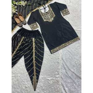 Maruti Fashion Designer Indiase & Pakistaanse kleding feestkleding top dhoti salwar dupatta ensemble zwart maat <span class=keywords><strong>M</strong></span> - Product Image 1