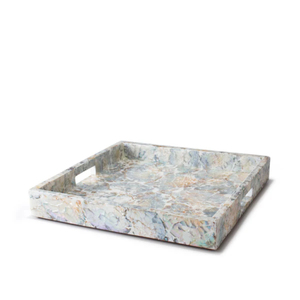 Bandeja de Servir Cuadrada Hecha a Mano con Incrustaciones de Madreperla, Bandeja Decorativa de Lujo para Mesa de Centro, Otomana o Organizador de Tocador - Product Image 1