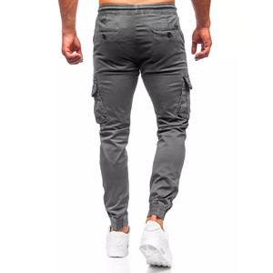 Pantalon de survêtement cargo gris pour homme, taille élastique avec cordon de serrage, décontracté, plusieurs poches, idéal pour l'automne - Product Image 5