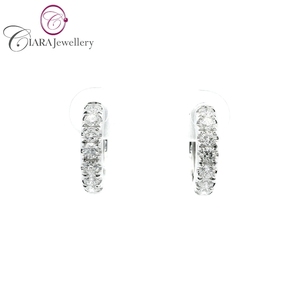 LUJO ESTILO CLÁSICO 18K AU750 SOILD BLANCO/ORO AMARILLO DIAMANTE NATURAL PENDIENTE HUGGIE - Product Image 4