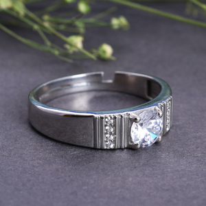 925 Sterling <b>Silver</b> Adjustable Solitaire Diamond <b>Ring</b> for <b>Men</b> Handmade Minimalist Engagement and Women Wedding Band Bulk Her - Product Image 4