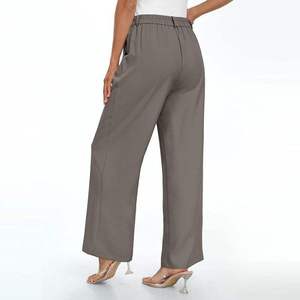 Pantalones de Vestir de Pierna Ancha para Mujer, a la Moda, de Cintura Alta, Transpirables, para Trabajo, OEM ODM - Product Image 3