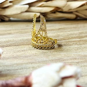 New Arrival Zircon Gold <b>Ring</b> Boho Brass <b>Rings</b> For Women 18k Gold Plated Ethnic <b>Crown</b> Armor Statement <b>Ring</b> Wholesale/OEM/ODM - Product Image 5