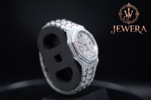 Reloj Mossinate de Acero Inoxidable Plateado de Alta Calidad, Elegante y Resistente al Agua con Diamantes Genuinos para Uso Diario - Product Image 2