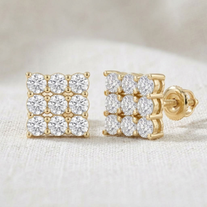 14K gold <b>Square</b> Stud <b>Earrings</b> <b>diamond</b> Tiny Stud <b>Earrings</b> for Women Party Wedding Gift - Product Image 3